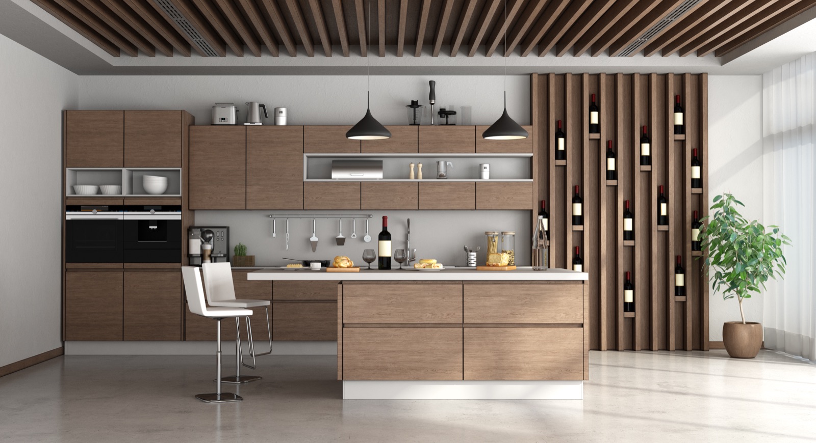Cozinha moderna com ilha central